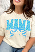 Aqua Checkered Arched Mama Short Sleeve Relaxed Fit T-Shirt