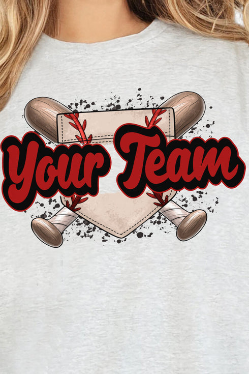 Baseball Home Plate Red And Black Short Sleeve Relaxed Fit T-Shirt