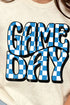 Blue Checkered Game Day Short Sleeve Relaxed Fit T-Shirt