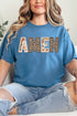 Boho Amen Faux Embroidery Transfer Short Sleeve Relaxed Fit T-Shirt