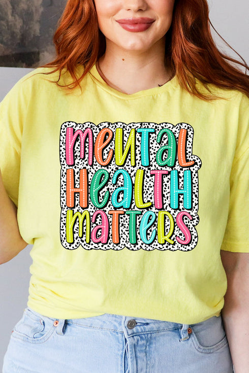 Dalmatian Dots Mental Health Matters Short Sleeve Relaxed Fit T-Shirt