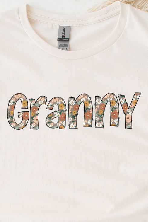 Floral Boho Granny Short Sleeve Relaxed Fit T-Shirt
