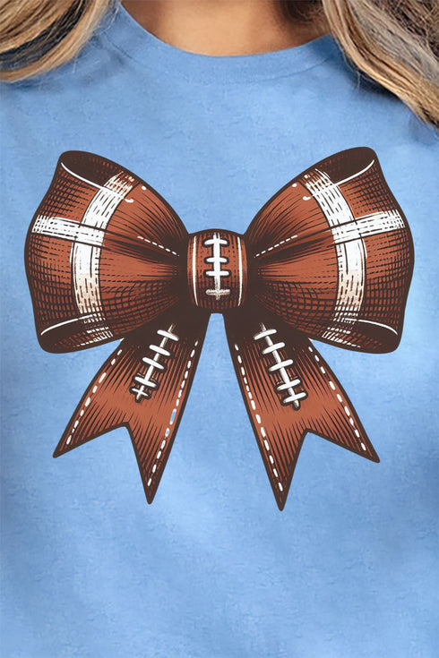 Football Coquette Bow Short Sleeve Relaxed Fit T-Shirt
