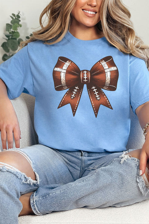 Football Coquette Bow Short Sleeve Relaxed Fit T-Shirt