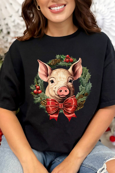 Little Piggy Christmas On The Farm Short Sleeve Relaxed Fit T-Shirt
