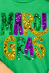 Mardi Gras Doodle Faux Glitter Short Sleeve Relaxed Fit T-Shirt