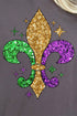 Mardi Gras Fleur De Lis Faux Sequin Transfer Short Sleeve Relaxed Fit T-Shirt