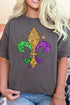 Mardi Gras Fleur De Lis Faux Sequin Transfer Short Sleeve Relaxed Fit T-Shirt