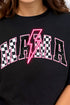 Neon Lightning Bolt Checkered Mama Short Sleeve Relaxed Fit T-Shirt