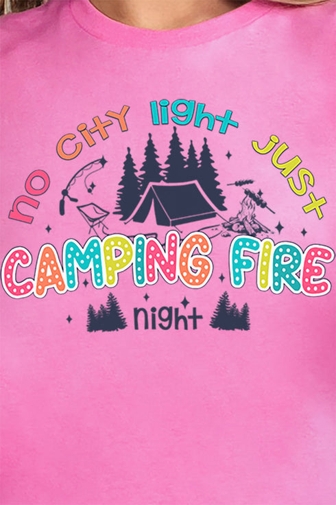No City Light Just Camping Fire Night Short Sleeve Relaxed Fit T-Shirt