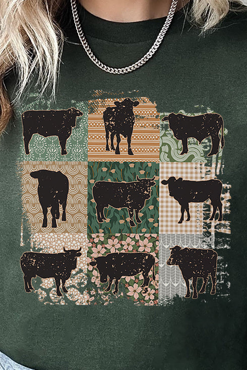 Patchwork Cows Short Sleeve Relaxed Fit T-Shirt