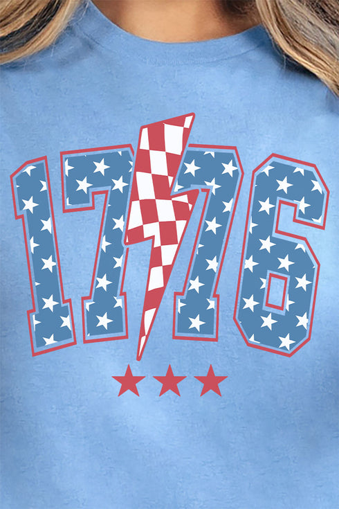 Patriotic 1776 Lightning Bolt Short Sleeve Relaxed Fit T-Shirt
