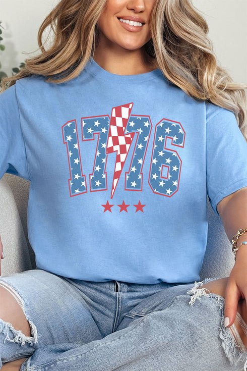 Patriotic 1776 Lightning Bolt Short Sleeve Relaxed Fit T-Shirt