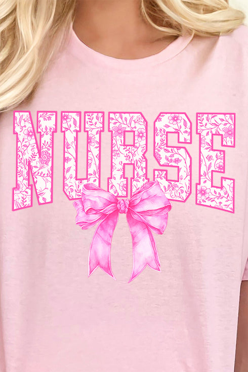 Pink Chinoiserie Nurse Short Sleeve Relaxed Fit T-Shirt