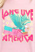 Pink Long Live America Short Sleeve Relaxed Fit T-Shirt