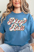 Play Ball Baseball Faux Chenille Patch Transfer Short Sleeve Relaxed Fit T-Shirt