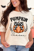Pumpkin Season Checkered Bow Short Sleeve Relaxed Fit T-Shirt