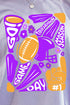 Purple Doodle Touchdown Season Short Sleeve Relaxed Fit T-Shirt
