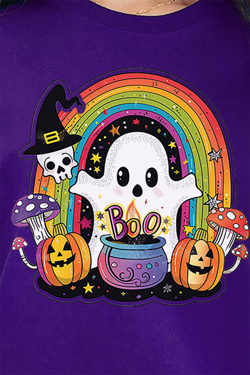 Rainbow Colorful Boo Short Sleeve Relaxed Fit T-Shirt