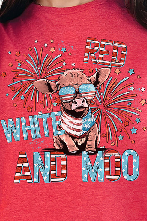 Red White And Moo Short Sleeve Relaxed Fit T-Shirt