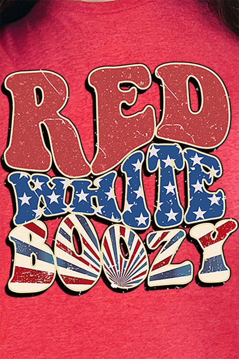 Retro Red White Boozy Short Sleeve Relaxed Fit T-Shirt