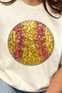 Softball Faux Sequin Transfer Short Sleeve Relaxed Fit T-Shirt