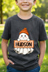 Youth Personalized Gingham Ghost Short Sleeve Relaxed Fit T-Shirt *Enter Kid's Name