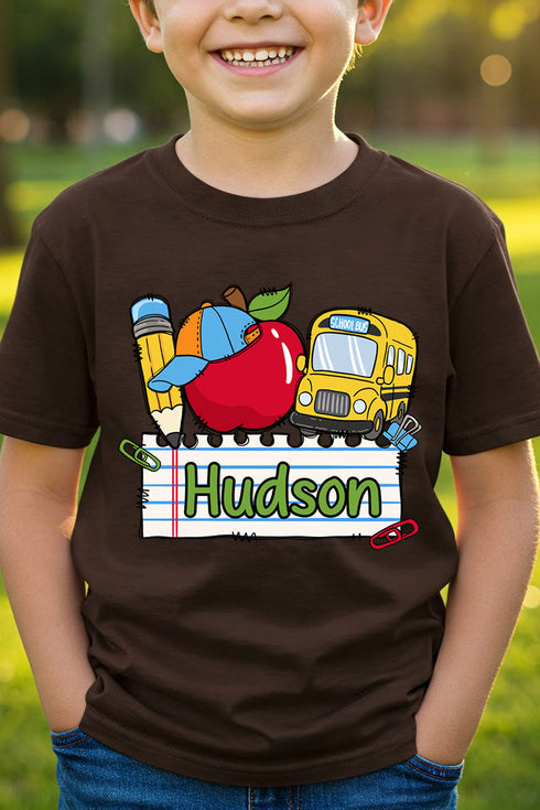 Youth Personalized Back-to-School Name Tag Boy Short Sleeve Relaxed Fit T-Shirt *Enter Kid's Name