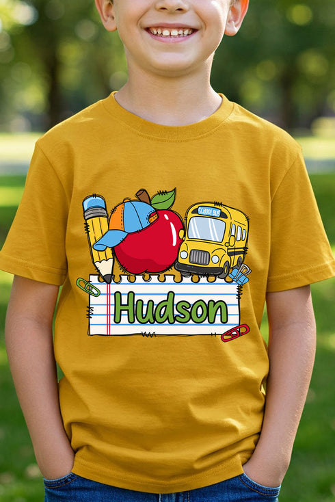 Youth Personalized Back-to-School Name Tag Boy Short Sleeve Relaxed Fit T-Shirt *Enter Kid's Name