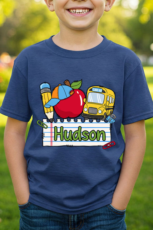 Youth Personalized Back-to-School Name Tag Boy Short Sleeve Relaxed Fit T-Shirt *Enter Kid's Name