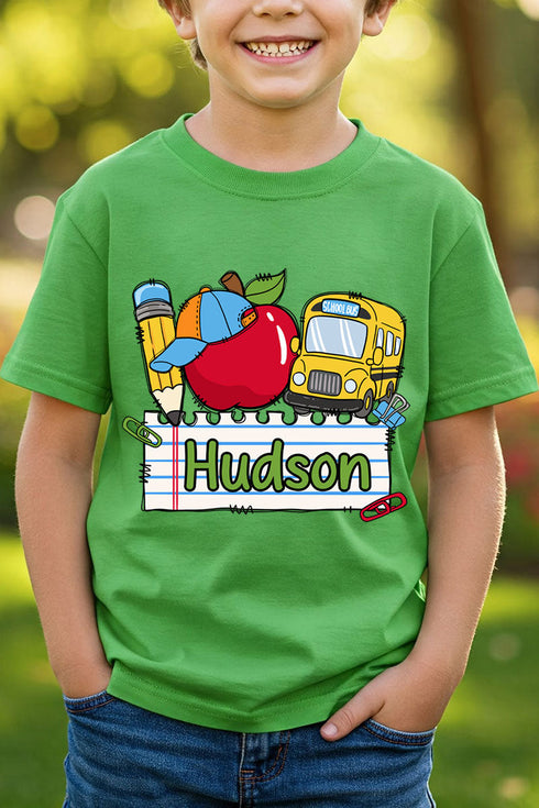 Youth Personalized Back-to-School Name Tag Boy Short Sleeve Relaxed Fit T-Shirt *Enter Kid's Name
