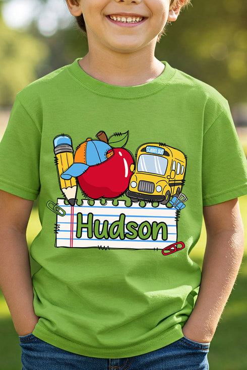 Youth Personalized Back-to-School Name Tag Boy Short Sleeve Relaxed Fit T-Shirt *Enter Kid's Name