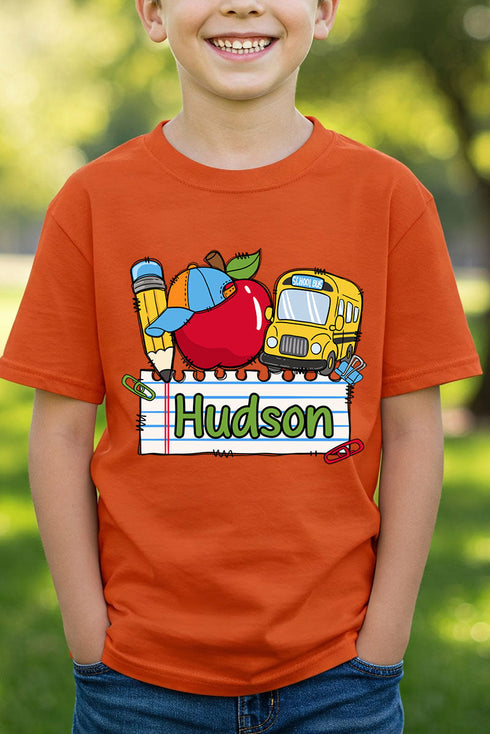 Youth Personalized Back-to-School Name Tag Boy Short Sleeve Relaxed Fit T-Shirt *Enter Kid's Name