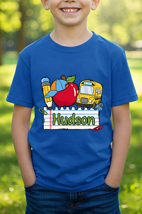 Youth Personalized Back-to-School Name Tag Boy Short Sleeve Relaxed Fit T-Shirt *Enter Kid's Name
