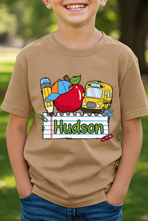 Youth Personalized Back-to-School Name Tag Boy Short Sleeve Relaxed Fit T-Shirt *Enter Kid's Name