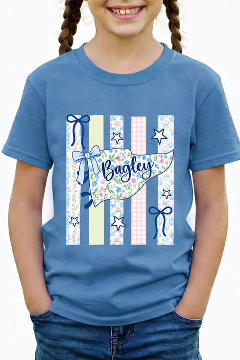 Personalized Floral Pennant Banner T-Shirt -- Available in Adult & Youth Sizes