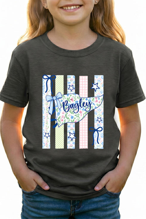 Personalized Floral Pennant Banner T-Shirt -- Available in Adult & Youth Sizes
