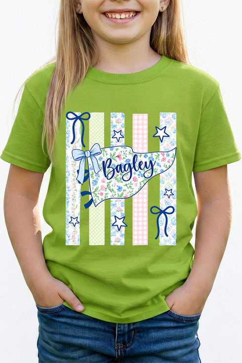 Personalized Floral Pennant Banner T-Shirt -- Available in Adult & Youth Sizes