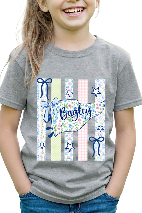 Personalized Floral Pennant Banner T-Shirt -- Available in Adult & Youth Sizes