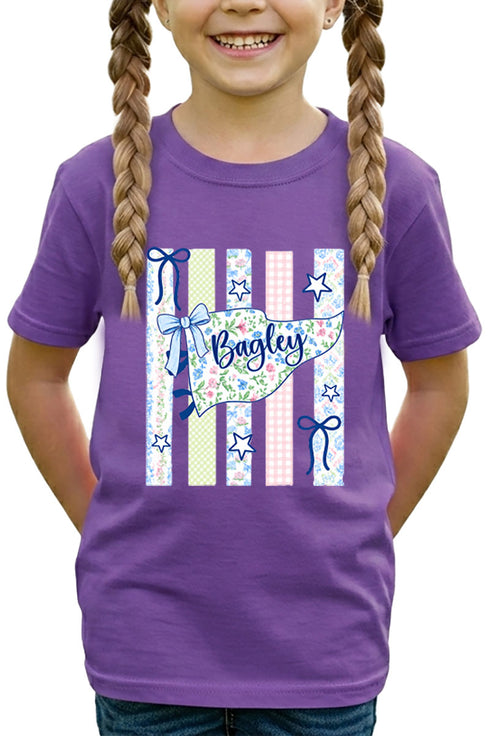 Personalized Floral Pennant Banner T-Shirt -- Available in Adult & Youth Sizes
