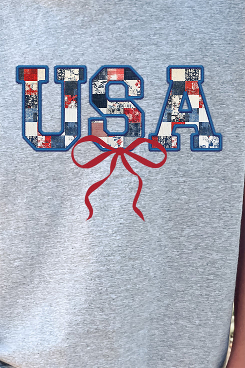 Youth Faux Patchwork USA Short Sleeve Relaxed Fit T-Shirt