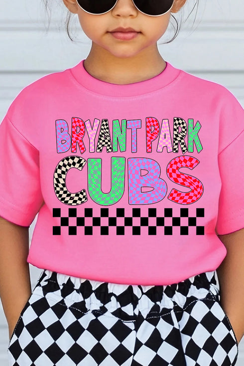 Youth Bryant Park Cubs Checkered School & Mascot Short Sleeve Relaxed Fit T-Shirt