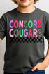 Youth Concord Cougars Checkered School & Mascot Short Sleeve Relaxed Fit T-Shirt