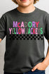 Youth McAdory Yellow Jackets Checkered School & Mascot Short Sleeve Relaxed Fit T-Shirt