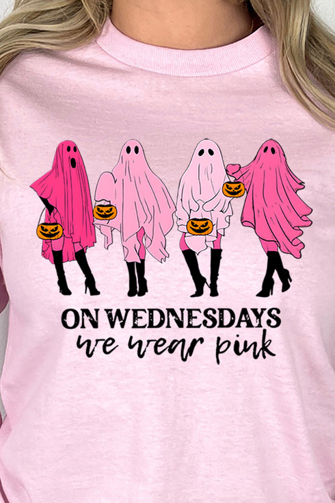 Ghouls Wednesday Wear Pink Heavy Cotton Long Sleeve Adult T-Shirt