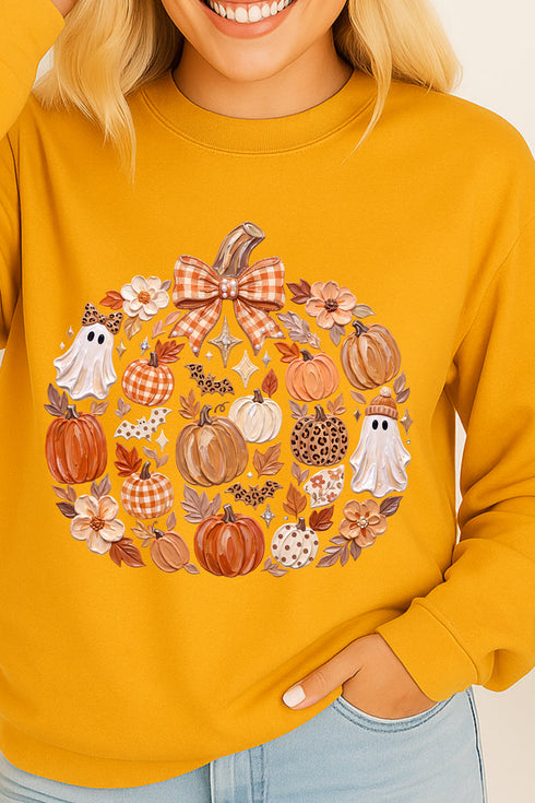 Pumpkin Patch Palette Heavy Cotton Long Sleeve Adult T-Shirt