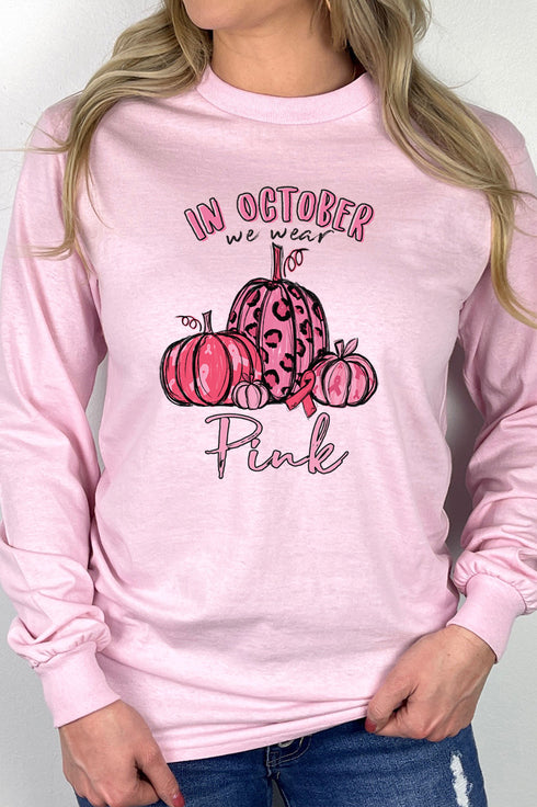 In October We Wear Pink Heavy Cotton Long Sleeve Adult T-Shirt