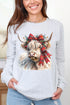 Holiday Highland Cow Heavy Cotton Long Sleeve Adult T-Shirt