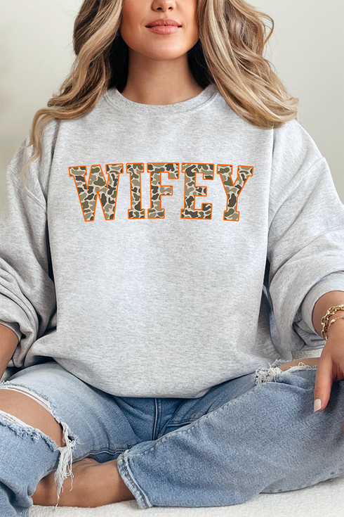 Orange Wifey Camo Unisex NuBlend Crew Sweatshirt