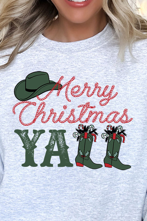 Boots Merry Christmas Y'all Unisex NuBlend Crew Sweatshirt